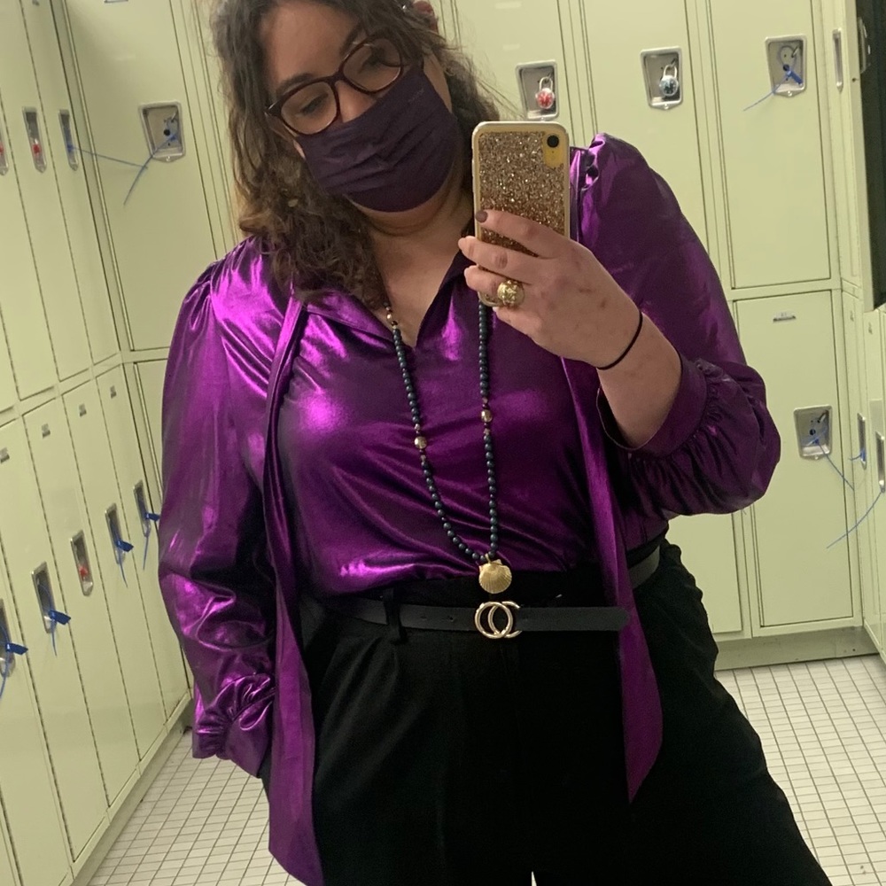 ELOQUII Purple Metallic blouse